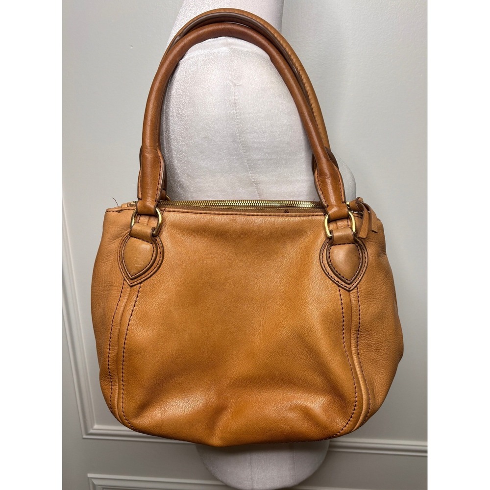 J.Crew Womens Tan Brown Leather Tassel Satchel‎ Shoulder Bag Handbag Fall Classy - Picture 2 of 8
